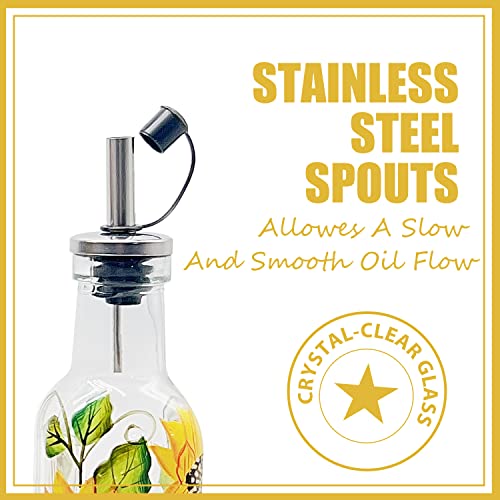 7oz Hand Painted Glass Olive Oil Bottle Dispenser