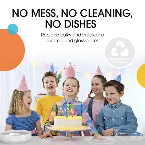 Sturdy Clear Plastic Plates 9" Party Plates 100 Pcs (100 Count)