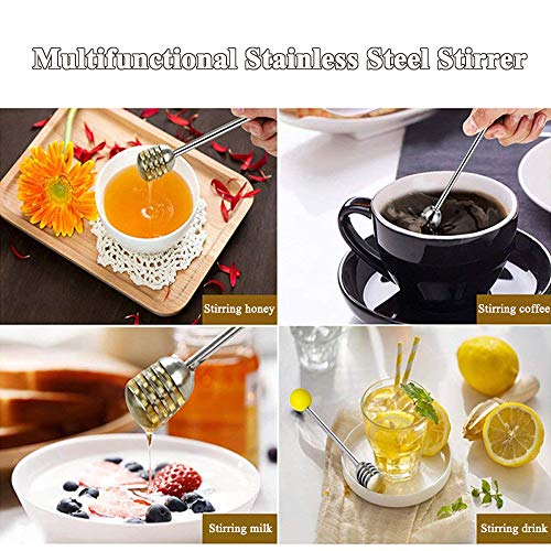 Stainless Steel Honey Dipper Stick 6.3 Inch Honey Wand Server for Honey Pot Dispense Drizzle Honey
