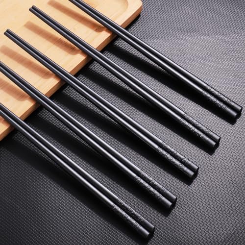5 Pairs Premium Chopsticks Reusable Dishwasher Safe 9.5 Inch Fiberglass Chop Sticks Gift Set Non Slip Lightweight Cherry Blossom Pattern
