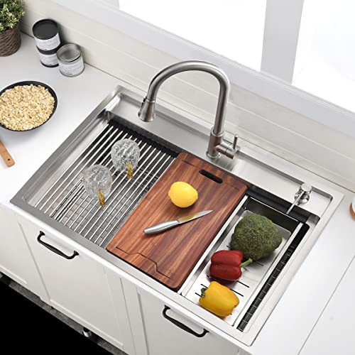 33 Inch Drop In Kitchen Sink Workstation