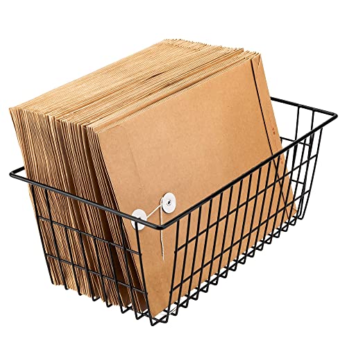 Farmhouse Large Wire Organizer Storage Bins Freezer Food Storage Basket for Kitchen Cabinets (2 Count)