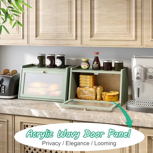 Green Bread Box for Kitchen Counter