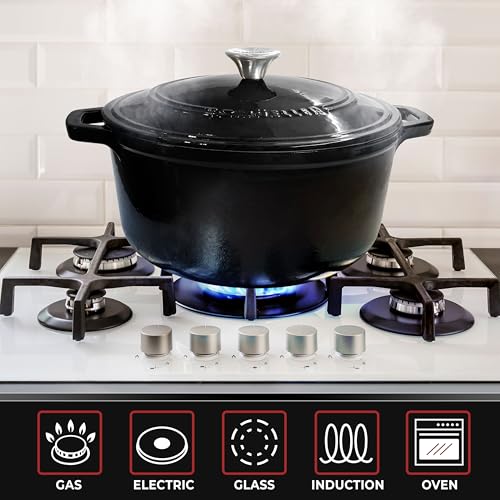 MUELLER HOME 6 Quart Enameled Cast Iron Pot Dutch Oven