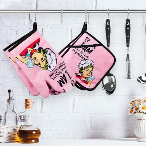 Funny Oven Mitts and Pot Holders Sets Cooking BBQ Non