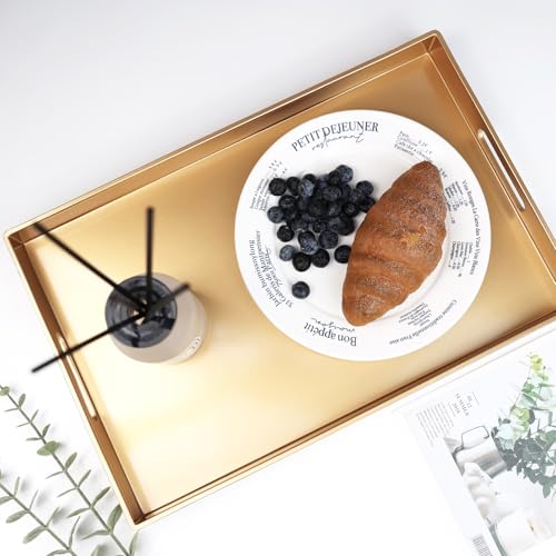 Gold Decorative Serving Tray with Handles