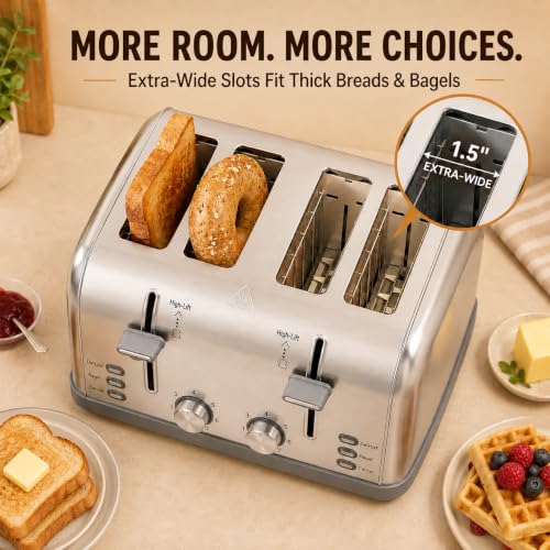 Toaster 4 Slice Retro Stainless Steel