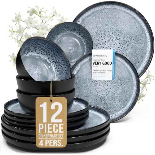 12 Piece Stoneware Dinnerware Set for 4 (12 Count)
