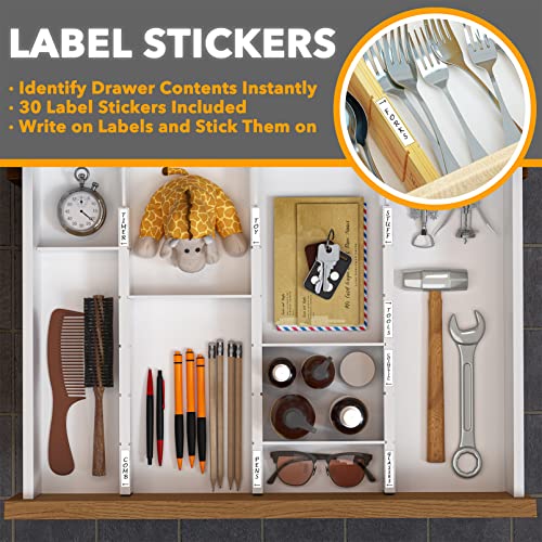 Bamboo Drawer Dividers with Inserts and Labels