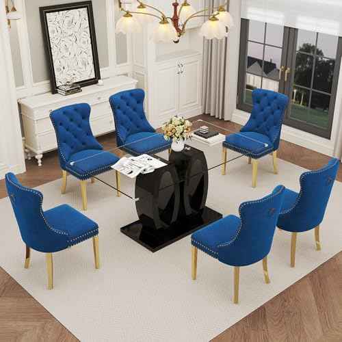 63" Glass Dining Table Set for 6