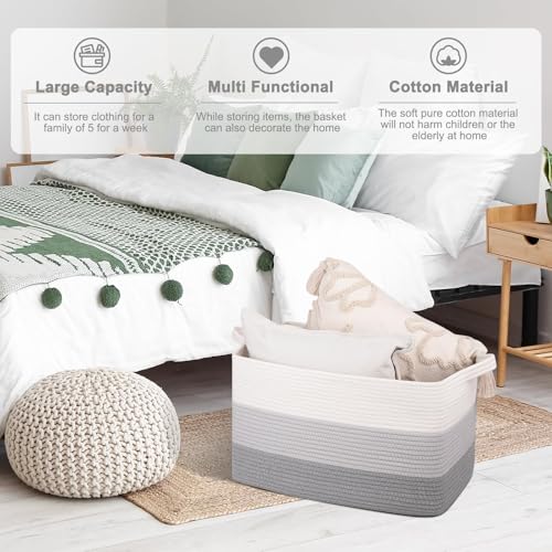 50L Storage Basket Large Blanket Basket Living Room Gray 3