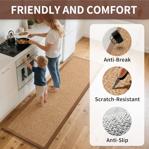 Kitchen Rugs Kitchen Mats for Floor Non Slip Washable Brown 17"x30" (3.575 Sq Ft)