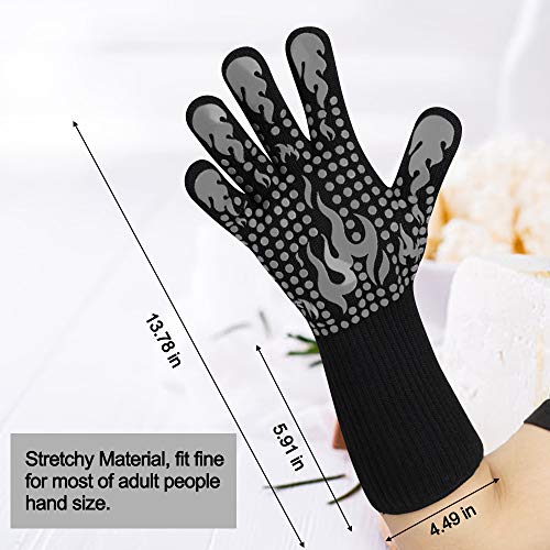BBQ Gloves 1472F Heat Resistant Silicone Non (2 Count)