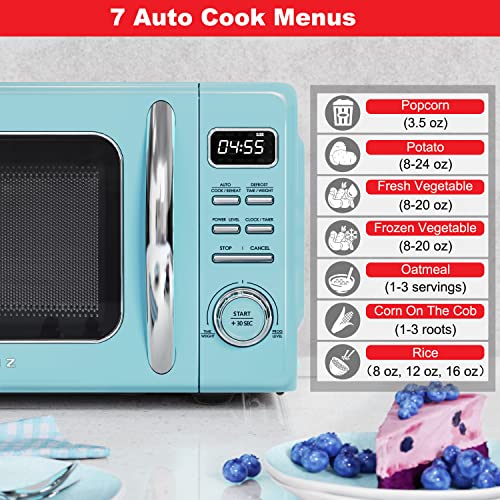 GLCMKZ07BER07 Retro Countertop Microwave Oven with Auto Cook & Reheat