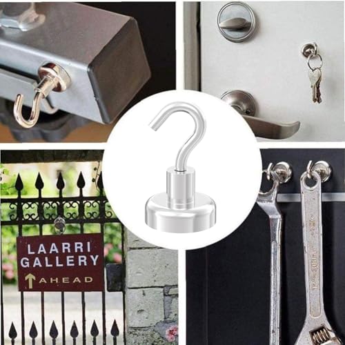 Strong Magnetic Hooks with 1 Inch Dia Magnet Base (12 Count)