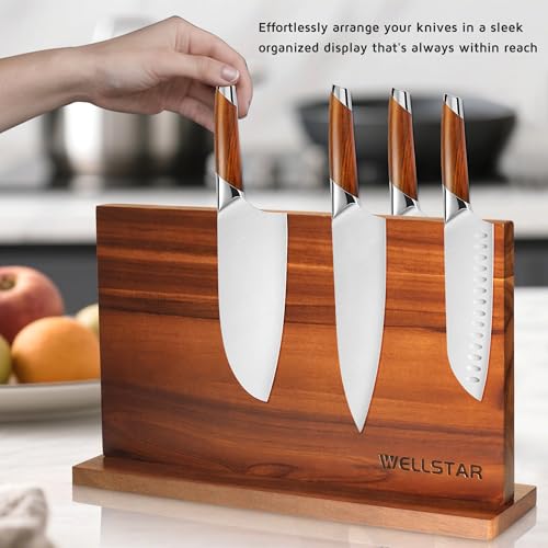 Extra Large Acacia Magnetic Knife Block 16x10 Inches