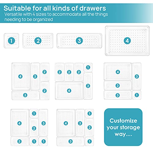 25 PCS Clear Plastic Drawer Organizers Set (25 Count)