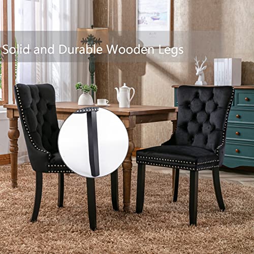 Black Velvet Dining Chairs Set of 2 (2 Count)