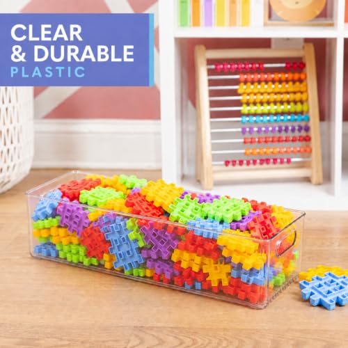 Plastic Food Storage 2 Pack Clear Container Bin with Handles for Organizing Kitchen