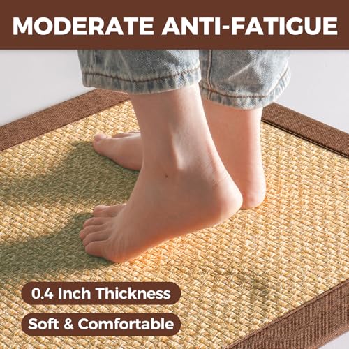 Kitchen Rugs Non Slip Washable Kitchen Mat Anti Fatigue Brown 17"x59" (7 Sq Ft)