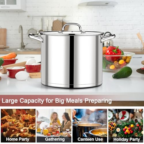 14 QT Stainless Steel Stock Pot with Lid