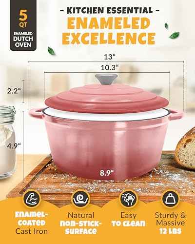 5 QT Cast Iron Bread Oven with Lid for Sourdough Bread Baking Set