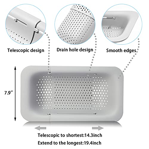 Collapsible Sink Colanders and Strainers Basket Over the Sink Colander Collapsible Colander Extendable Plastic Fruit Vegetable Strainer Drainer Basket for Kitchen