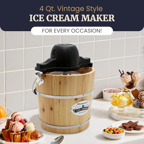 EIM402 4Qt Old Fashioned Wood Bucket Ice Cream Maker