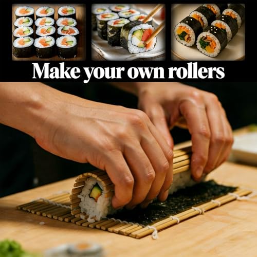 9.5"x9.5"Bamboo Sushi Rolling Mat (4 Count)
