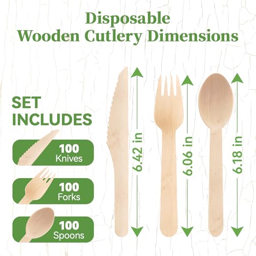 300 Count Wooden Cutlery Set