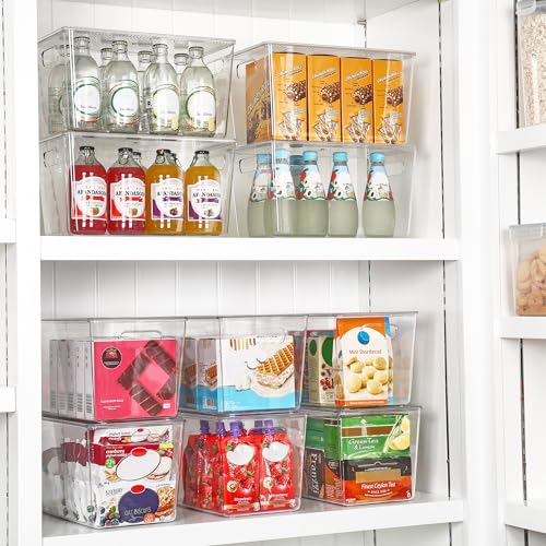 4 Pack Clear Stackable Storage Bins with Lids and Handles (4 Count)