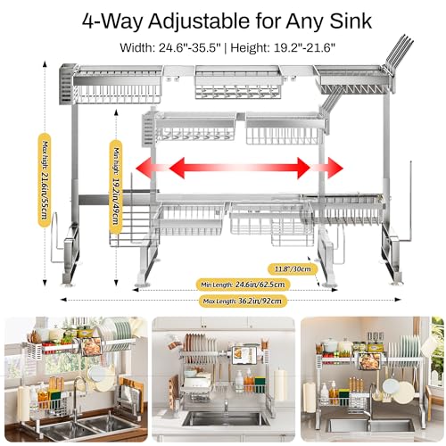 Luxurious 304 Stainless Steel Over Sink Dish Drying Rack