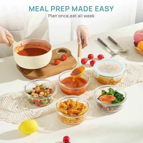 5Pack 22oz Glass Storage Containers with Lids (5 Count)