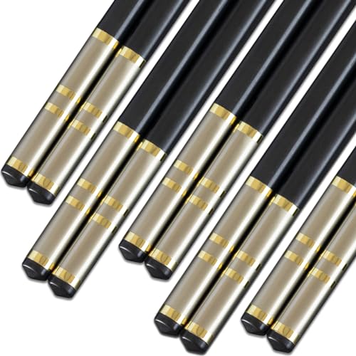 Chopsticks Reusable 5 Pairs Fiberglass Chopsticks Dishwasher Safe Square Lightweight Non