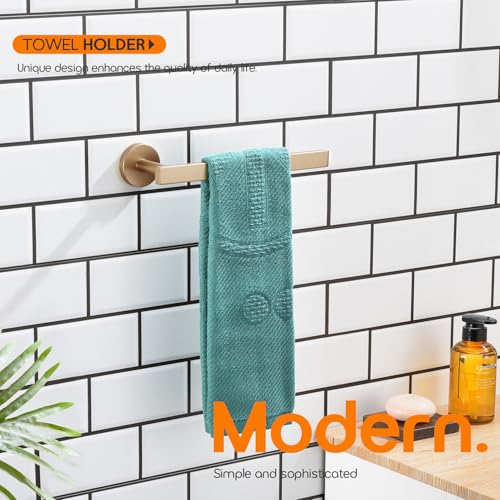 Hand Towel Ring Bathroom Towel Holder Modern Small Bath Towel Bar Wall Mount Champagne Bronze Stainless Steel AN3001CPG