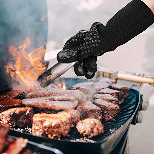 BBQ Gloves 1472 Degree F Heat Resistant Grilling Gloves Silicone Non