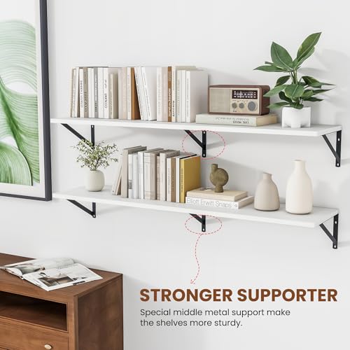 48W x 12D Deep Floating Shelves Set of 2 White
