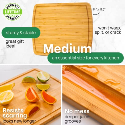 15 Inch Bamboo Cutting Board with Lifetime Replacements