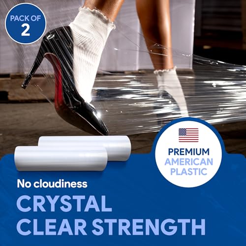 2 Pack of 17'' Plastic Stretch Wrap for Moving