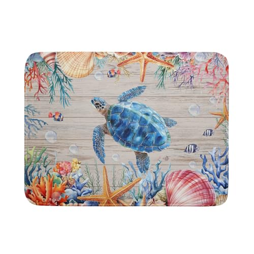 Sea Turtle Dish Drying Mat 18x24 inch Tropical Ocean Fast Dry Absorbent Microfiber Dishes Drainer Rack Pad for Countertop Bar Table Decor