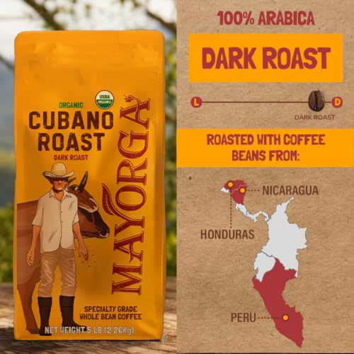 Dark Roast Coffee 5lb bag Cubano Roast 100% Arabica Café Whole Coffee Beans (80 Ounce)