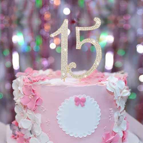 15 Cake Topper with Rhinestones
