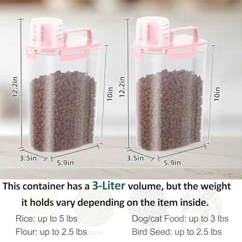2 Pack 3 Lbs Pet Dog Cat Food Bird Seed Storage Containers for Travel (2 Count)