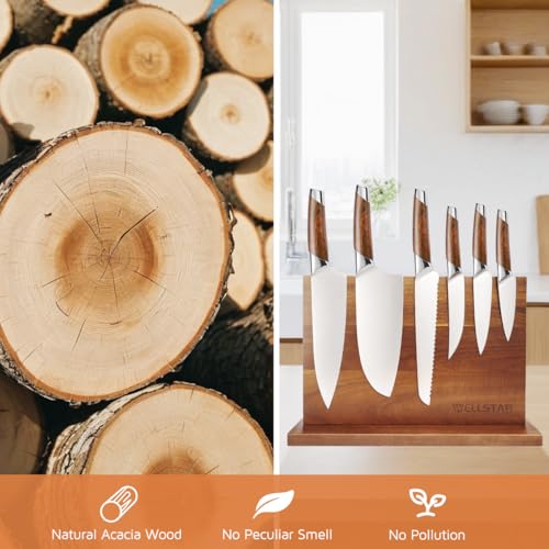 Modern Acacia Magnetic Knife Block Holder 14 x 10 Inches