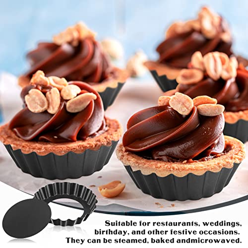 24 Pcs Mini Tart Pans 4 Inch with Removable Bottom Round Nonstick