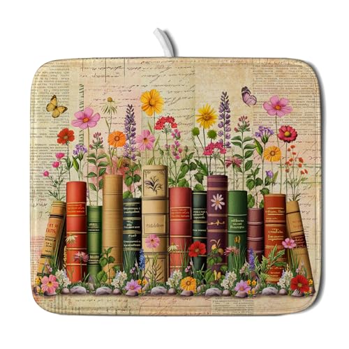 Colorful Books Kitchen Drying Mat