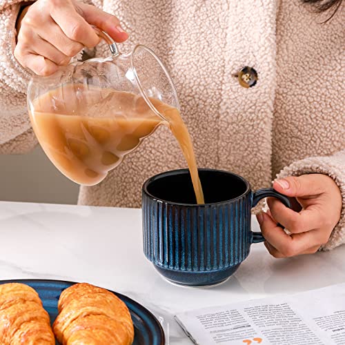 15 Oz Ribbed Stackable Coffee Mug Set of 4 (4 Count)