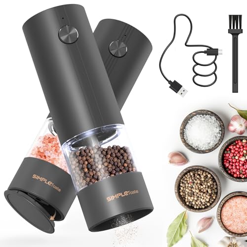 Electric Rechargeable Salt and Pepper Grinder Set (2 Count)