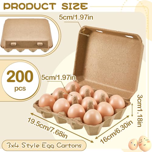 200 Pcs Egg Cartons Bulk 3x4 Style Egg Storage Containers Holder for Fresh Duck Quail Storage Kitchen Family Farmhouse (200 Count)