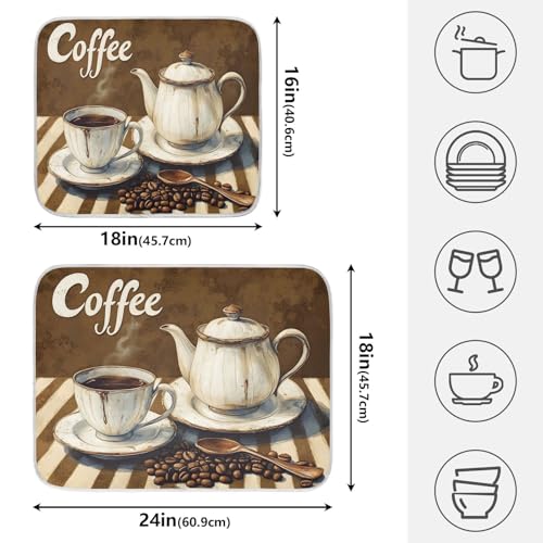 Coffee Themed Dish Drying Mat for Kitchen Counter Absorbent Microfiber Large Drying Pad Dish Mats for Kitchen Countertops 18 x 24 Inch243